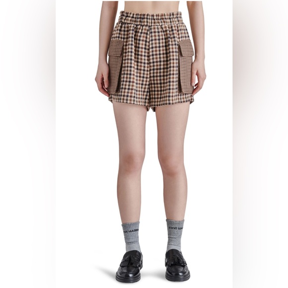 Steve Madden Gaelle Mixed Plaid Cargo Shorts in Brown Plaid NWT XL - Picture 4 of 8